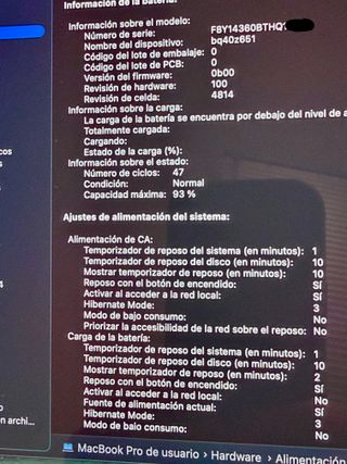 MacBook Pro M1 32GB 1TB (47 ciclos de carga)