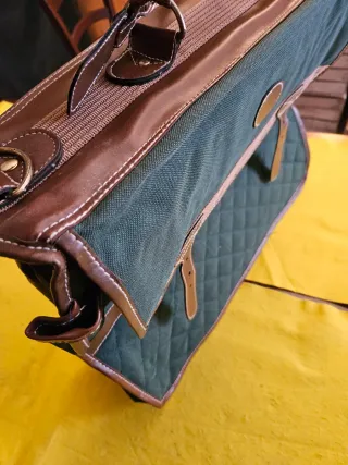 Borsone trapuntato marrone e verde