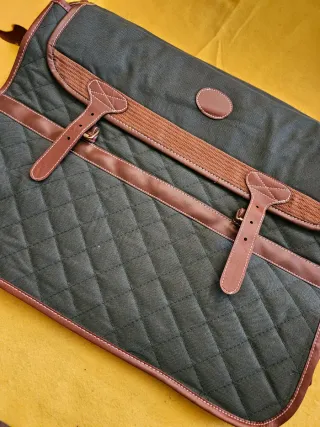 Borsone trapuntato marrone e verde