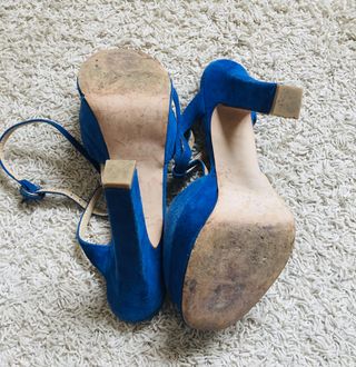 Sandalias 40 Zara Azul Tacón Plataforma