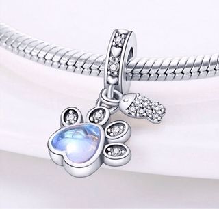 CHARM HUELLA GATO AZUL COLGANT PARA PANDORA CAJA