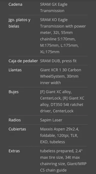Bicicleta Giant Anthem. Septiembre 2025. 500 kms