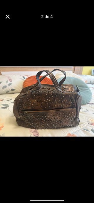 Bolso Nico Tachuelas Dorado Marrón