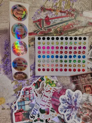 Set 250 Christmas stickers mix holographic bollini