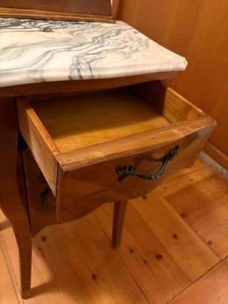 Pareja Mesitas Noche Vintage Madera y Mármol