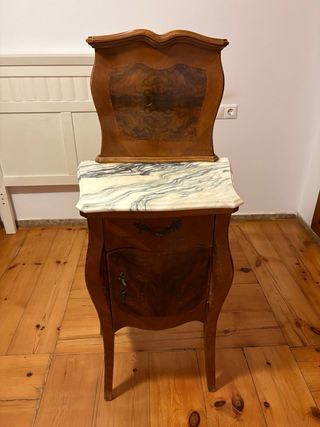 Pareja Mesitas Noche Vintage Madera y Mármol