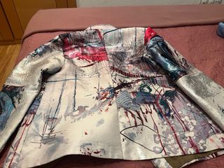 Chaqueta de vestir multicolor y plateada