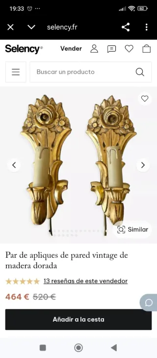 Applique vintage in legno Pan d'Oro