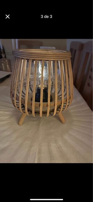 Lámpara de mesa ratán y cristal