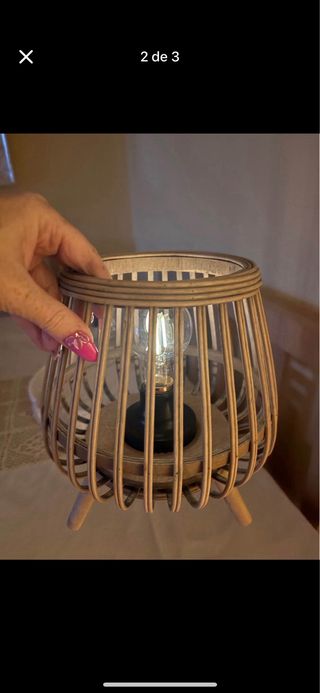 Lámpara de mesa ratán y cristal