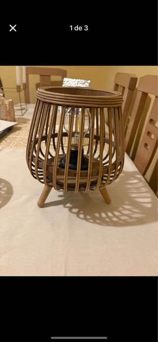 Lámpara de mesa ratán y cristal