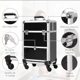Maletín de maquillaje con ruedas