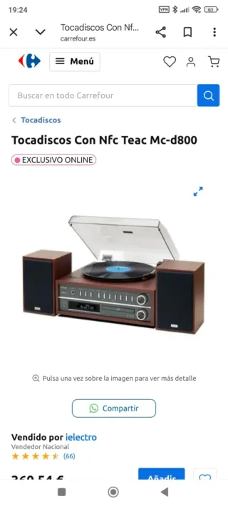 Tocadiscos TEAC MC-D800 con CD y Bluetooth.