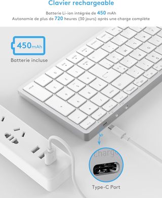 Teclado Bluetooth inalámbrico para Mac OS - Diseño AZERTY