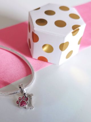 CHARM PERRO HUESO COLGANTE ROSA PARA PANDORA CAJA