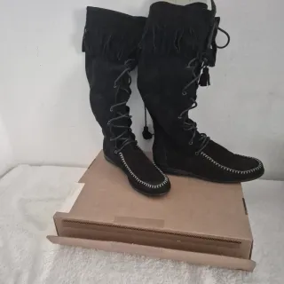Botas altas ante negras talla 38