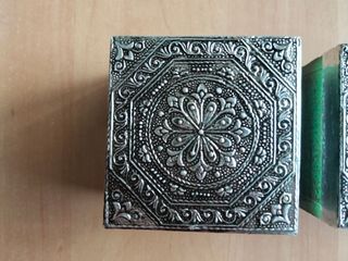 Pareja Cajas cuadradas Decorativas Metal y Madera