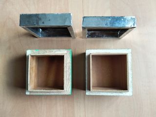 Pareja Cajas cuadradas Decorativas Metal y Madera