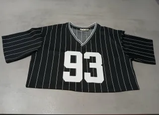 Camiseta Crop Top Rayas Blancas 93