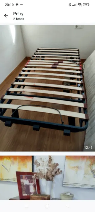 Cama articulada metálica con somier de madera