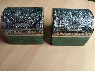 Lote 2 Cajas Baúl Madera y Metal