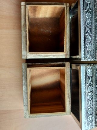 Lote 2 Cajas Baúl Madera y Metal