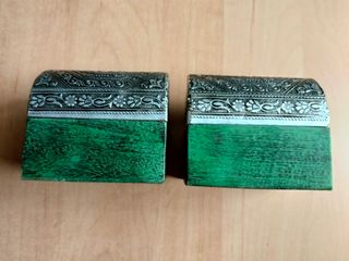 Lote 2 Cajas Baúl Madera y Metal