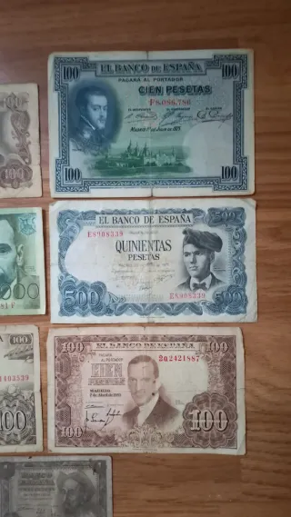 7 Billetes Pesetas Españolas Antiguas