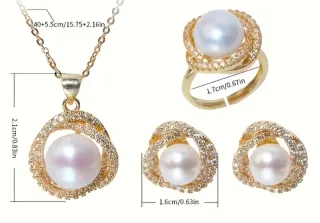 Conjunto de joyería perla y oro