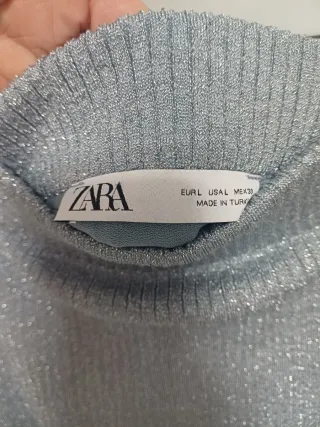 Falda Zara punto plateada botones