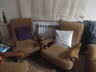 Conjunto sofás madera maciza