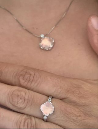 Conjunto Plata Cuarzo Rosa
