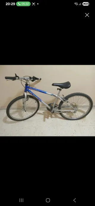 Bicicleta de montaña azul y plateada