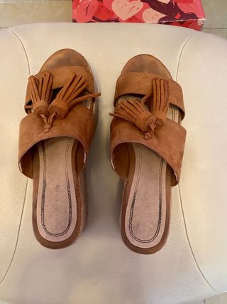 Sandalias esparto plataforma marrón talla 36