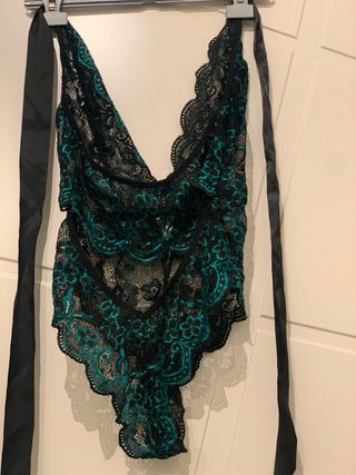 Body Intimo Donna Pizzo Nero/Verde Acqua