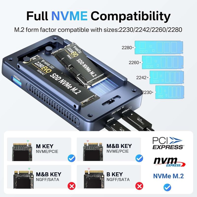 Carcasa SSD RAID Acasis M.2 NVMe x2 40 Gbps USB4 afbeelding 2