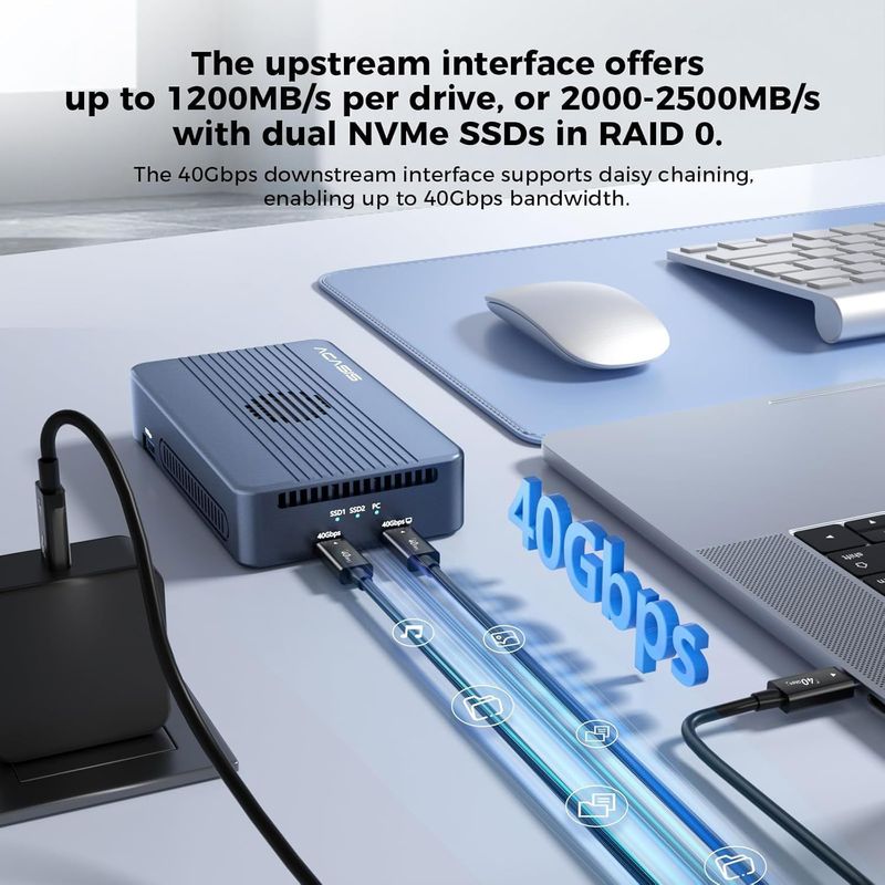 Carcasa SSD RAID Acasis M.2 NVMe x2 40 Gbps USB4 afbeelding 7