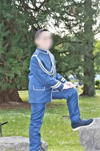 Traje comunión azul niño talla 12
