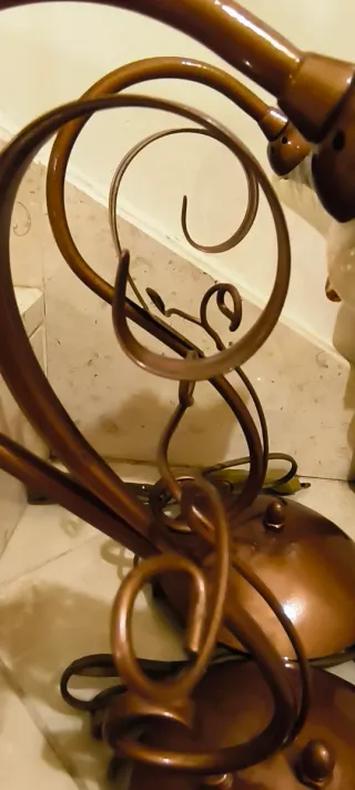 Coppia Di Lumetti Vintage Paralume Vetro Lavorato