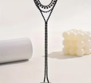 Elegante collar de cadena con diamantes imitación