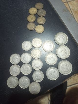 Lote monedas Franco 25 y 5 pesetas