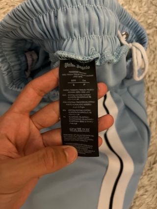 Palm Angels Shorts Azules con Raya Lateral