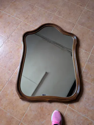 Espejo antiguo madera y cristal