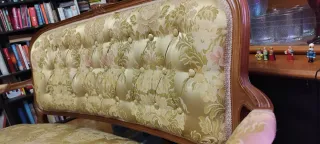 Sofá Victoriano Vintage Dorado y Verde