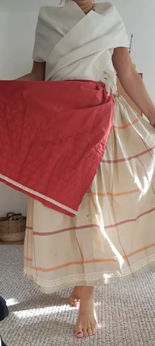 Falda 89cm, delantal y pañoleta, regional,casera.