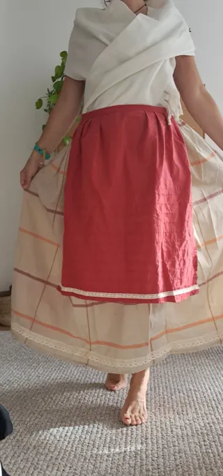 Falda 89cm, delantal y pañoleta, regional,casera.