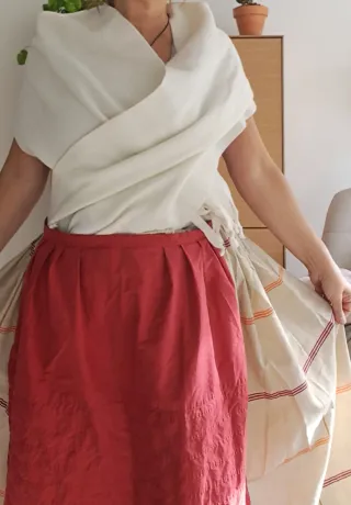 Falda 89cm, delantal y pañoleta, regional,casera.