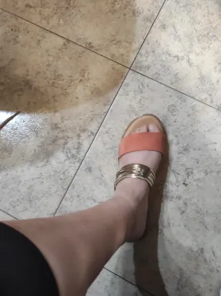 Chanclas Mustang Naranja y Doradas