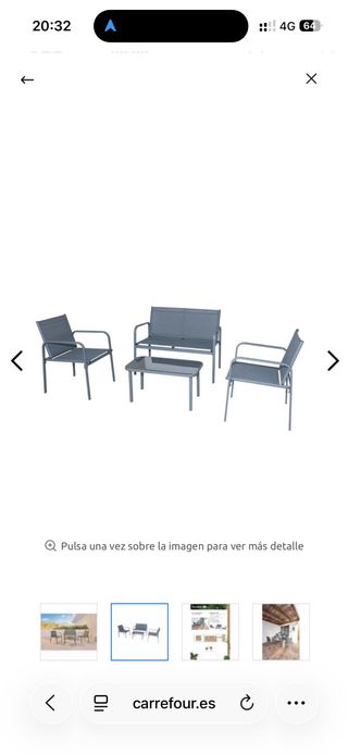 Conjunto jardín: sofá, mesa y 2 sillas