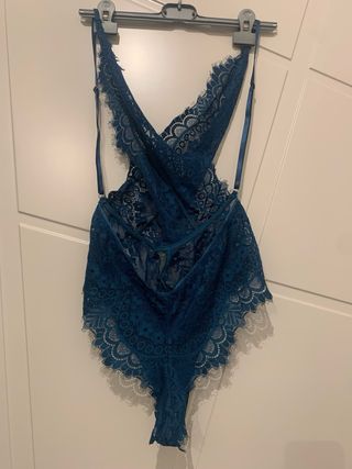 Body Intimo Donna Pizzo Blu Petrolio